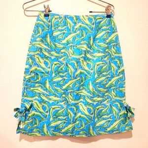 LILLY PULITZER Betty Dolphin Print Skirt Sz 2